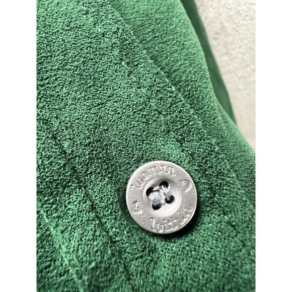 SOLD UNAVAILABLE Woman Within Long Sleeve Shirt Plus 1X Button Up Top Hunter - Picture 3 of 5